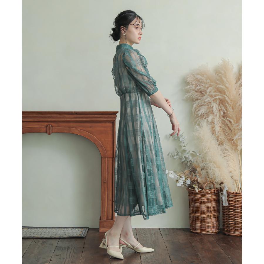 niana 結婚式 ワンピース パーティードレス チェック柄 シアー niana 結婚式 ワンピース パーティードレス チェック柄 シアー