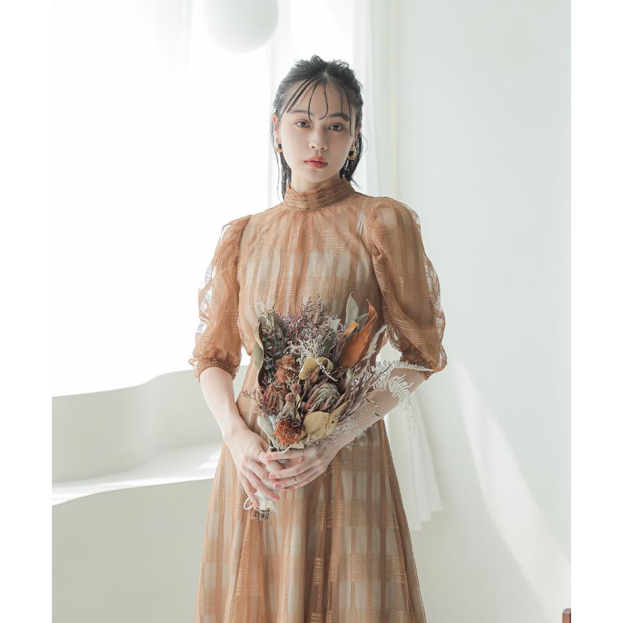 niana 結婚式 ワンピース パーティードレス チェック柄 シアー niana 結婚式 ワンピース パーティードレス チェック柄 シアー