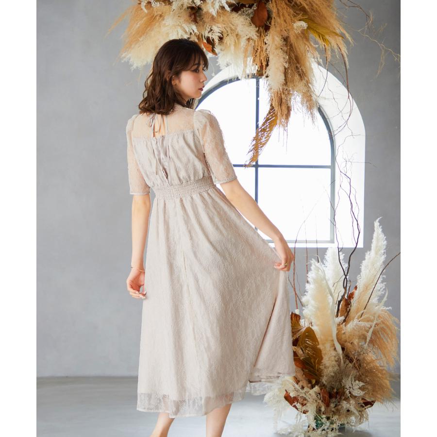 niana オケージョンドレス　ワンピース　LLサイズ niana ドレス 「低身長用サイズあり」オーガンジースリーブ