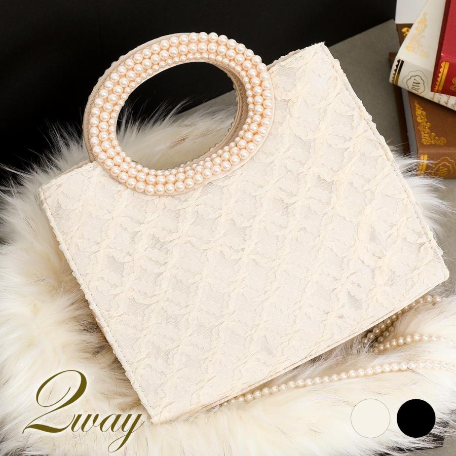 パーティーバッグ 2way ハンドバッグ トートバッグ パール ビジュー フラワーレース サテン パーティバッグ 大きめ 大容量 Om275 Fashionletter 通販 Yahoo ショッピング