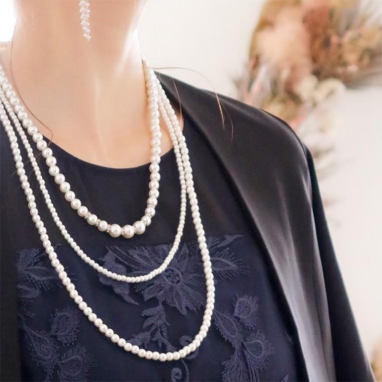 ネックレス パール 結婚式 アクセサリー 3連 3連ネックレス パールネックレス レディース プレゼント ジュエリー パーティー ロング 大人 フォーマル 二次会 P Fashionletter 通販 Yahoo ショッピング