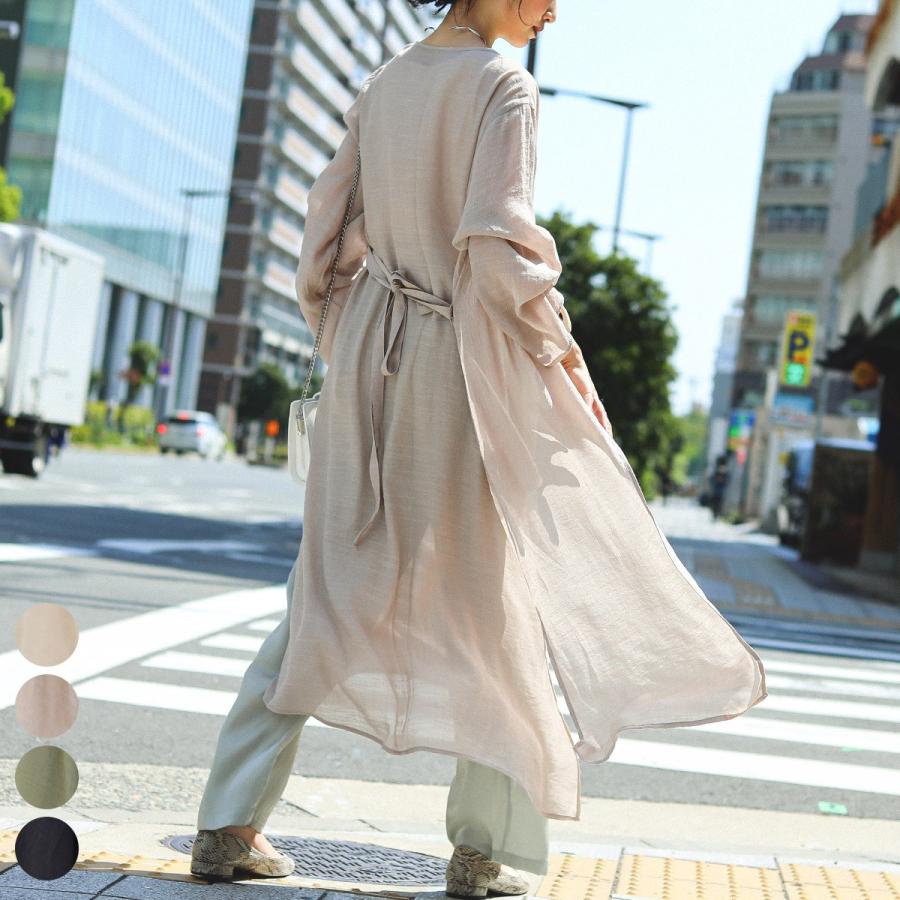 シアー ガウン シースルー レディース シャツワンピ ノーカラー シアー素材 ワンピース ロング 長袖 羽織 カーディガン 透け ゆったり 無地 シンプル おしゃれ Sd4011 Fashionletter 通販 Yahoo ショッピング