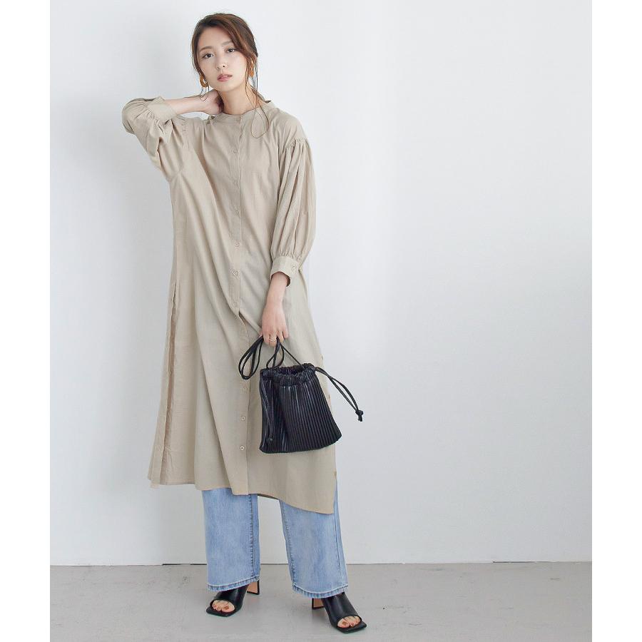 ボタンスリットが 抜け感 を演出する バンドカラーシャツワンピース ロング 半袖 五分袖 七分袖 白 ホワイト ベージュ モカ 春夏 マキシ シャツ カーディガン Sd4085 Fashionletter 通販 Yahoo ショッピング