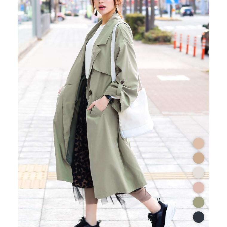 トレンチコート ロング丈 レディース トレンチ コート 春 アウター 春服 春物 ロングコート リボンベルト付 オーバーサイズ 羽織り 薄手 大人カジュアル Sd9616 Fashionletter 通販 Yahoo ショッピング