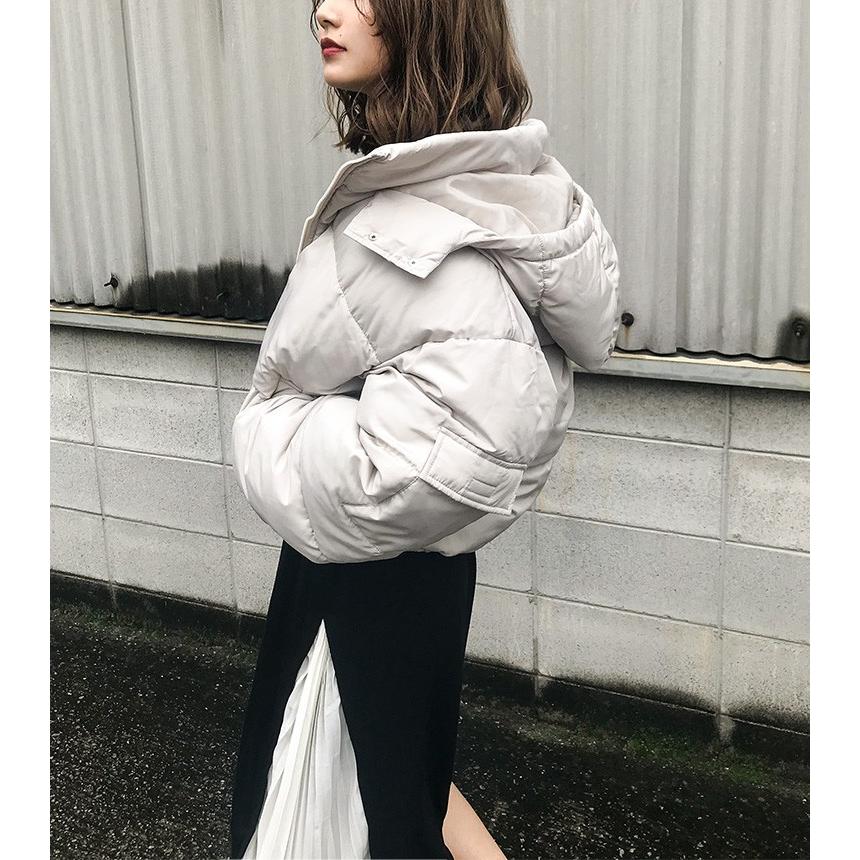 ショート丈 フード ダウンジャケット レディース ダウンコート ダウン 上着 コート アウター ブルゾン ジャケット ジャンパー 秋冬 黒 赤 紫 白 カーキ ネイビー Sd9659 Fashionletter 通販 Yahoo ショッピング