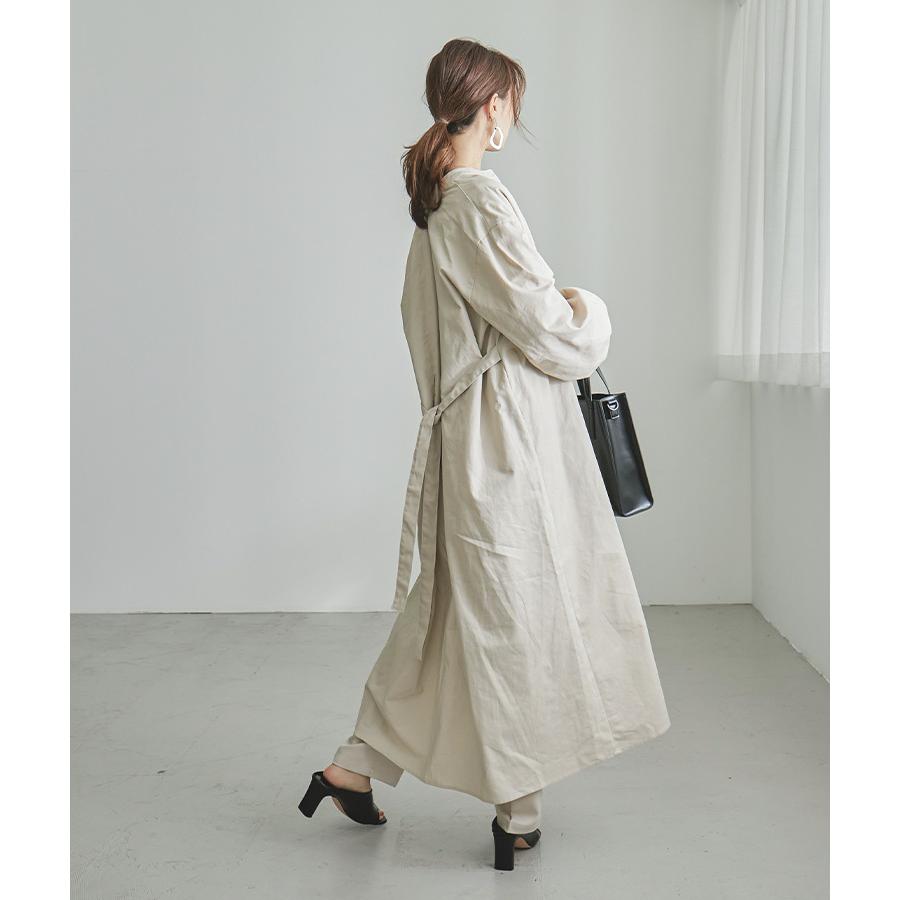 前後2wayで着用可能 ワンピースコート ロングワンピース レディース ロング丈 マキシ丈 ワンピ 長袖 ロング 羽織 カーデ ガウン コート スタンドカラー ツイル Xe Fashionletter 通販 Yahoo ショッピング