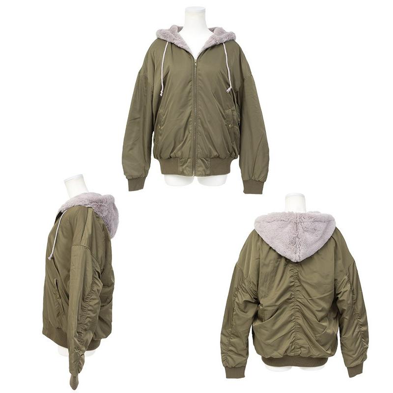 ファーフード ビッグ MA-1 レディース オーバーサイズ ミリタリージャケット ファー フード ブルゾン アウター エムエーワン カジュアル 冬アウター 秋 冬