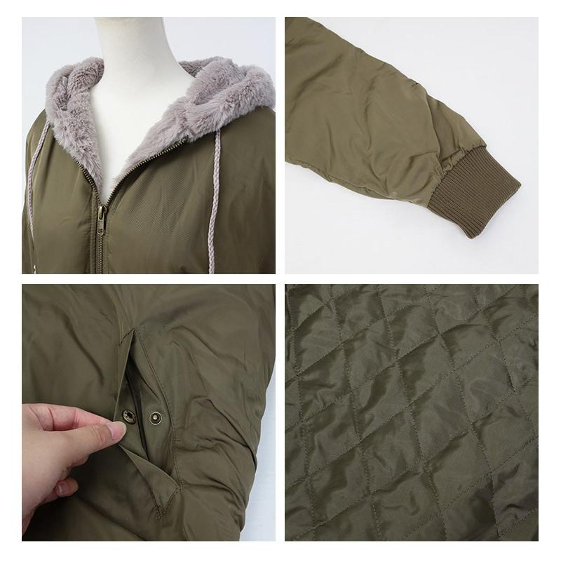 ファーフード ビッグ MA-1 レディース オーバーサイズ ミリタリージャケット ファー フード ブルゾン アウター エムエーワン カジュアル 冬アウター 秋 冬