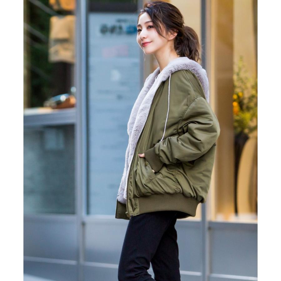 ファーフード ビッグ MA-1 レディース オーバーサイズ ミリタリージャケット ファー フード ブルゾン アウター エムエーワン カジュアル 冬アウター 秋 冬