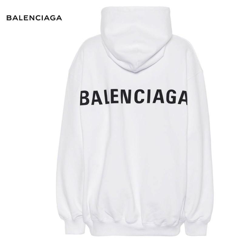 BALENCIAGA ホワイト バレンシアガ `Printed cotton hoodie パーカー ホワイト hoodie 2019
