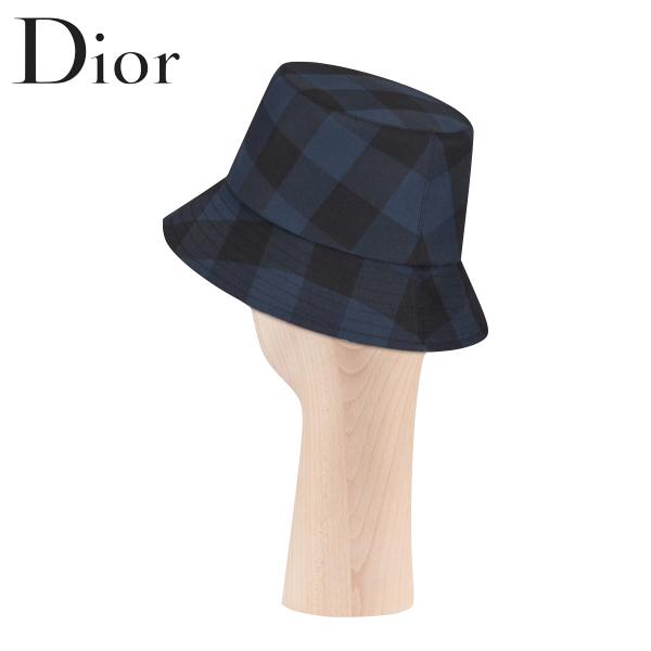 Christian Dior CHECK'N'DIOR Bob hat Deep blue×Black Ladys 2020AW クリスチャン