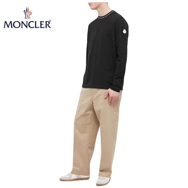Moncler Logo-collar T-shirt in White for Men Mens Clothing T-shirts Long-sleeve t-shirts 
