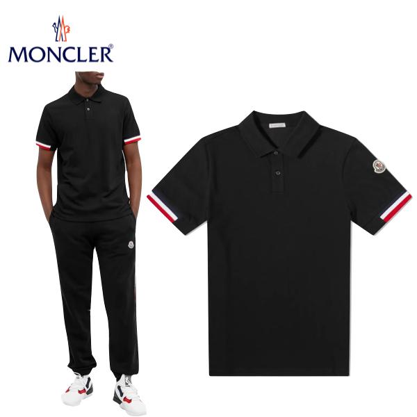MONCLER Bold tipped sleeve polo Mens Black Top 2022SS モンクレール ボールドチップスリーブ ポロ メンズ ブラック トップス 2022年春夏
