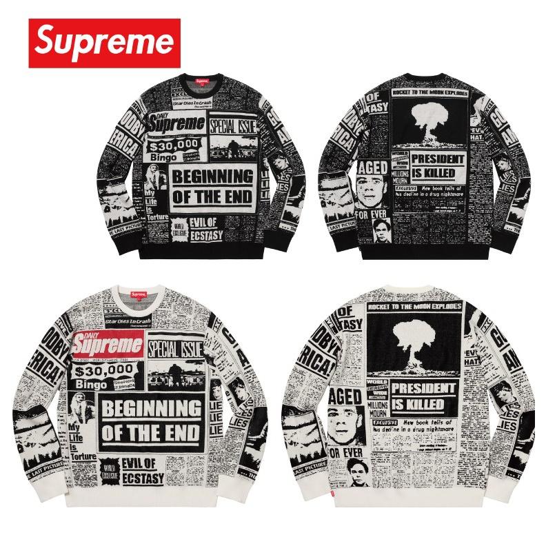 Supreme シュプリーム Newsprint Sweater セーター トレーナー 2018-19年秋冬 :sup-item-0386