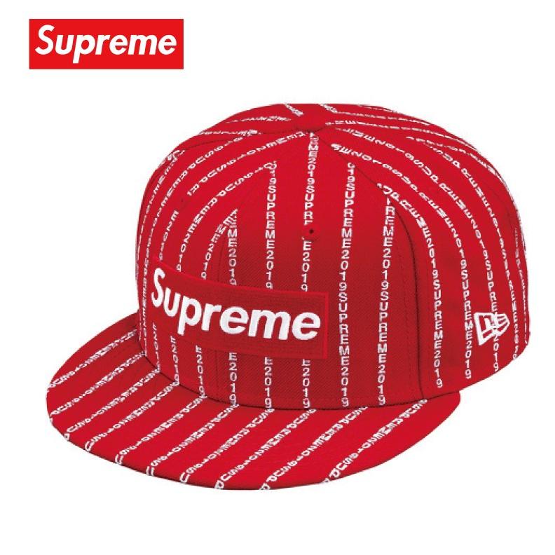 Supreme Text Stripe New Era Red Cap 2019SS シュプリーム テキストストライプ ニューエラ 帽子