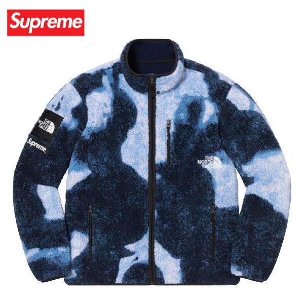 Supreme The North Face Bleached Denim Print Fleece jacket 2021AW