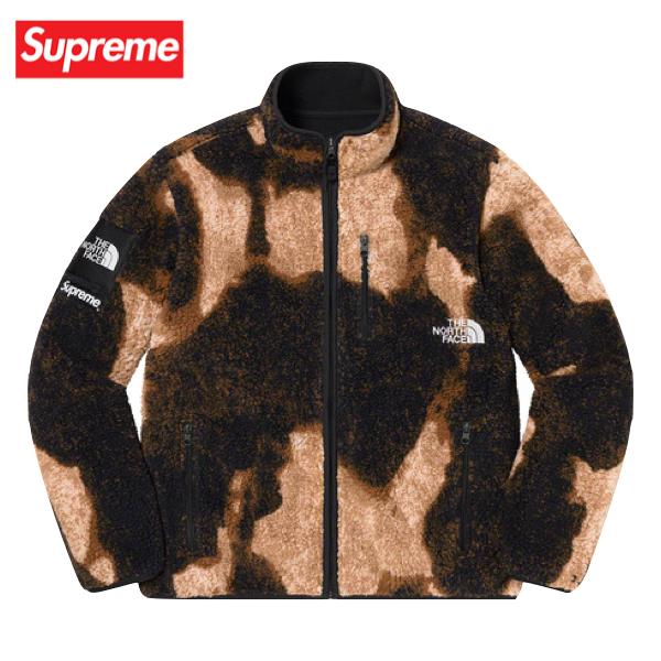 Supreme The North Face Bleached Denim Print Fleece jacket 2021AW