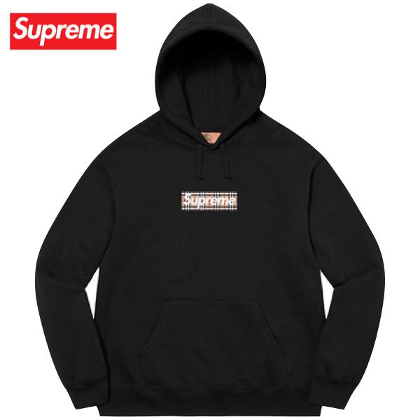3colors】Supreme × Burberry Box Logo Hooded Sweatshirt 2022SS 