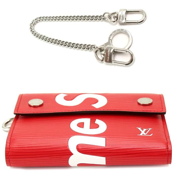Louis Vuitton × Supreme Trifold Chain Wallet Red 2017AW ルイ 