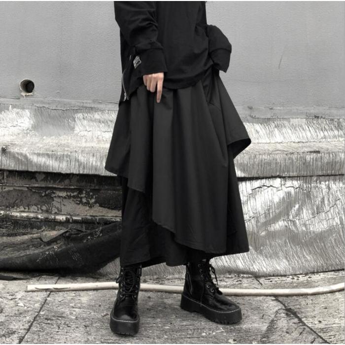 ワイドパンツ スカート風 レディース ガウチョ パンツ ゆったり 暗黒系 二重 不規則 かっこいい Cbrx398 ファッションリズム 通販 Yahoo ショッピング