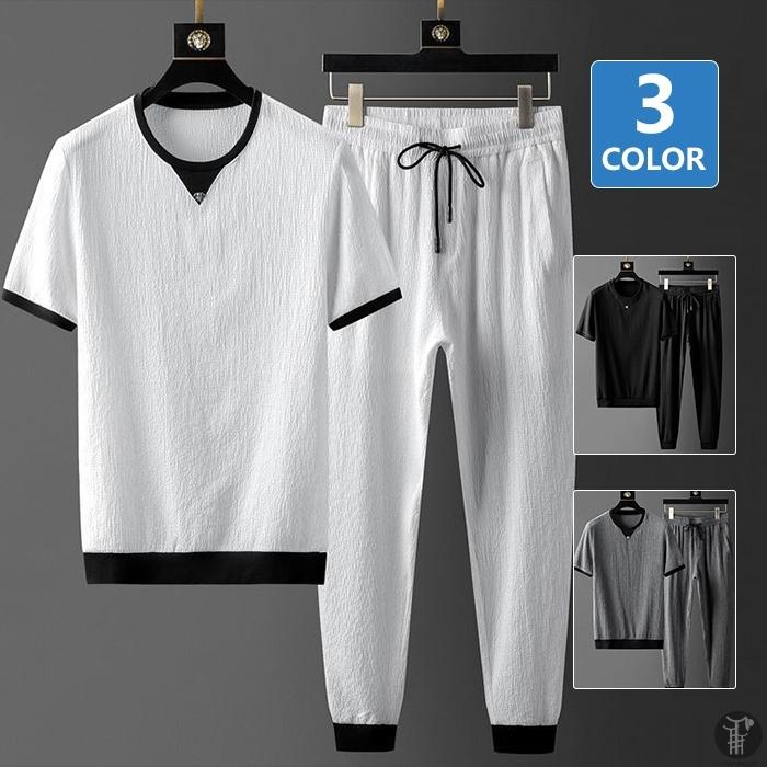 スポーツウェア 部屋着 ジャージ メンズ 吸汗速乾 通気性 セットアップ ｔシャツ ロングパンツ 接触冷感 上下セット 即納特典付き