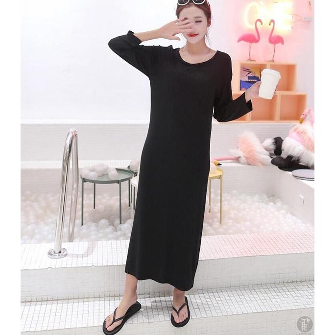 マキシワンピース 2タイプ 半袖 長袖 夏ワンピ ストレッチ ワンピ ワンピース インナーワンピース インナー 部屋着 代引不可 Ririt26 ファッションリズム 通販 Yahoo ショッピング