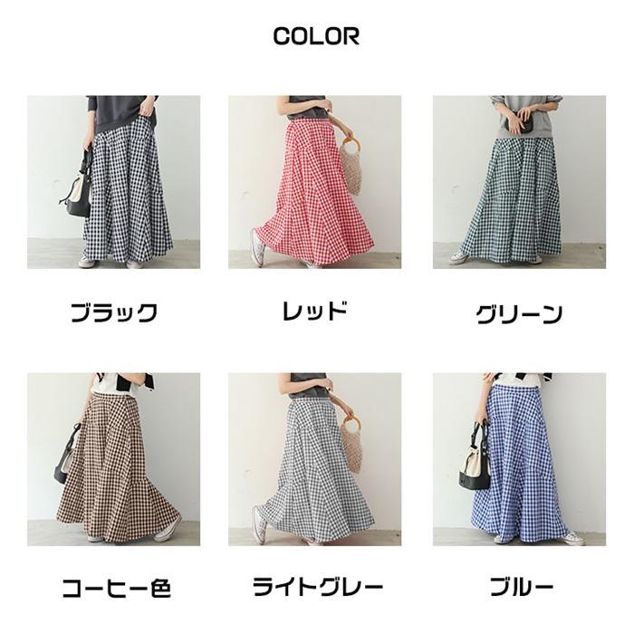 ギンガムチェックスカート ロングスカート パッチワーク お花見 ギンガムチェックスカート ロングスカート パッチワーク お花見