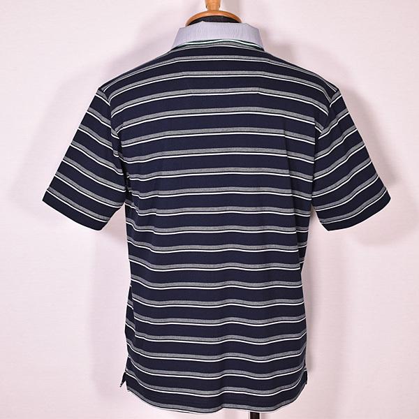 マックレガー McGREGOR メンズ 半袖ボーダー柄ワイド衿ポロシャツ