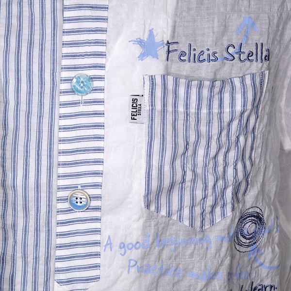 フェリシスステラ FELICIS STELLA メンズ 半袖部分ストライプシワ加工ボタンダウンシャツ (アウトレット50%OFF)半額 通常販売価格:20900円｜fashionspace-yokoya｜12