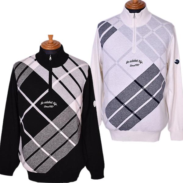 アダバット Adabat メンズ ゴルフウェア メンズ ハイネックジップアップチェック柄セーター ニット 通常販売価格