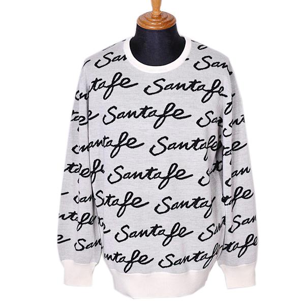 サンタフェ santafe メンズ ブランドロゴ総柄クルーネックセーター