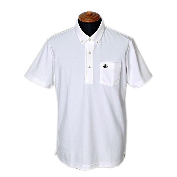 ブラック&ホワイト Black&White メンズ 半袖ワンポイント胸ポケット付ボタンダウンポロシャツ ゴルフウェア (アウトレット30%OFF)  通常販売価格:18700円