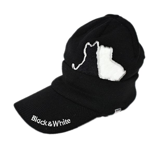 ブラック&ホワイト Black&White レディース 暖かニットキャップ 帽子 ゴルフウェア (アウトレット30%OFF) 通常販売価格:9900円｜fashionspace-yokoya｜02