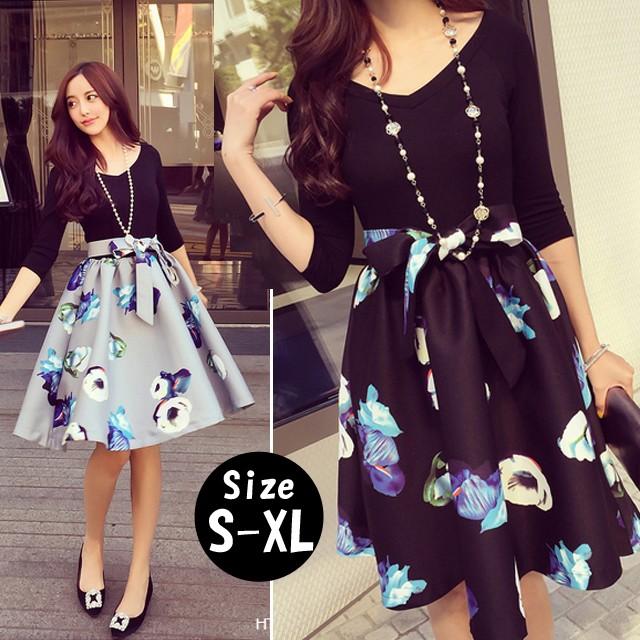 ワンピース ミニワンピース 花柄 リボン Aラインワンピース フレアワンピース デコルテ ワンピ デート 女子会 Fy2850 Fashion Ya 通販 Yahoo ショッピング