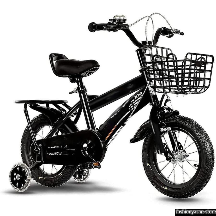 子供用自転車 黒 前カゴ付き 補助輪付き　新品・未使用品❗️ 2026新登場】2~12歳の子供用自転車 キッズバイク 幼児自転車 自転車