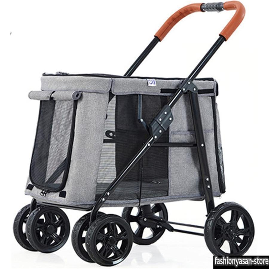 ペットカート 折り畳み 犬用カート コンパクト バギー　耐荷重25KG グレー ペットカート 犬用 キャリーカート 犬用ベビーカー ペットバギー
