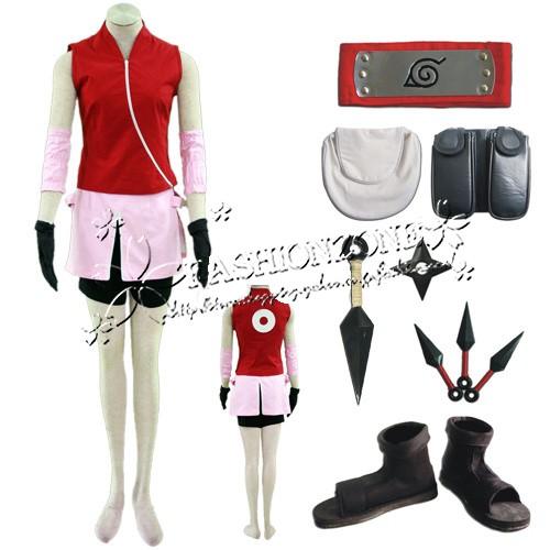 ナルト NARUTO 風 春野サクラ コスプレ衣装 靴 大人 子供用サイズ コスチューム 演出服 アニメ ゲーム ハロウィン cosplay 変装