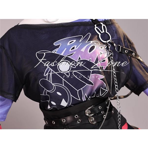 VTuber ホロライブ hololive 風 兎田ぺこら 堕天使パンク風 コスプレ衣装 ウィッグ cosplay ハロウィン 演出服 変装_9