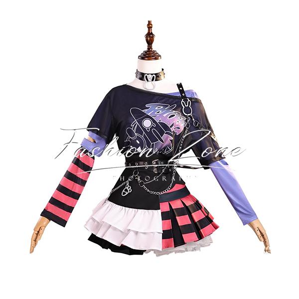 VTuber ホロライブ hololive 風 兎田ぺこら 堕天使パンク風 コスプレ衣装 ウィッグ cosplay ハロウィン 演出服 変装_4