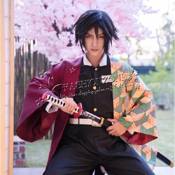 鬼滅の刃 風 冨岡義勇 コスプレ子供用成人用衣装 ウィッグ 靴 刀 鬼滅の刃 風 冨岡義勇 コスプレ子供用成人用衣装 ウィッグ 靴 刀