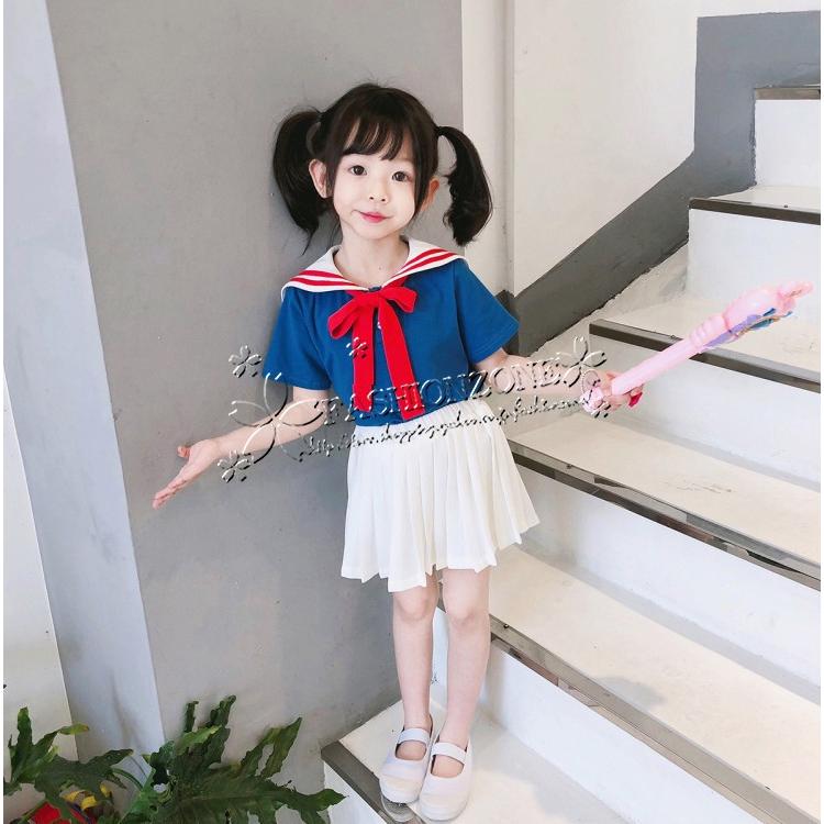 美少女戦士セーラームーン風コスプレ 衣装 子供服 制服 学院風 上下セットハロウィン子供衣装 女の子 セーラー服可愛い キッズ 子供用 コスプレ衣装 Kisumupoly Ac Ke