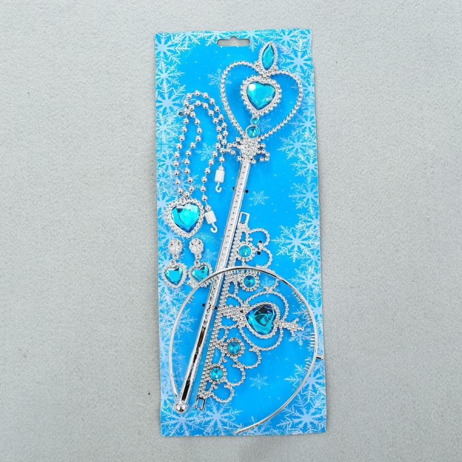 ディズニー アナと雪の女王 エルサ風 プリンセス ティアラ イアリング 子供用 魔法棒 驚きの価格が実現 ネックレス ティアラと魔法棒とネックレスとイアリングの4点セット