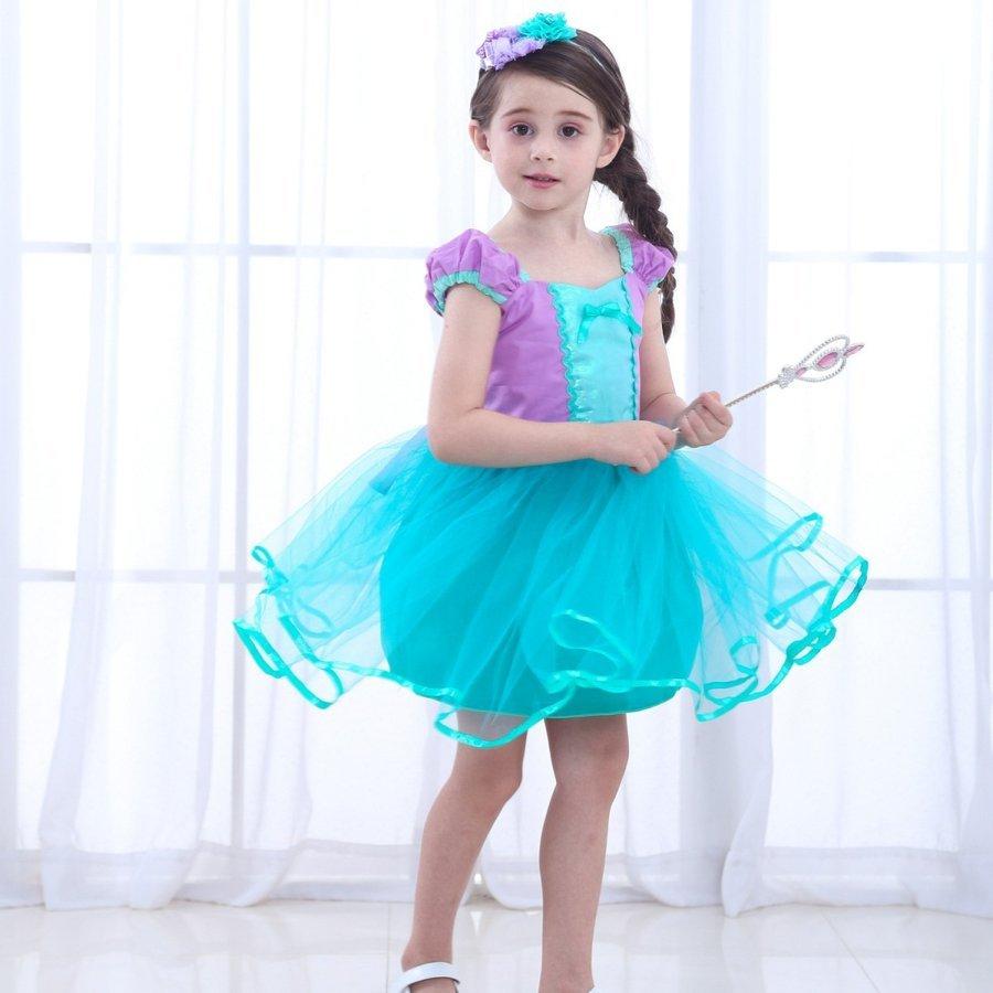 こども用 プリンセスドレス ベビー キッズ コスチューム ラプンツェル シンデレラ アリエル ハロウィン クリスマス コスプレ衣装 爆安 ヘアクリップ付き ワンピース