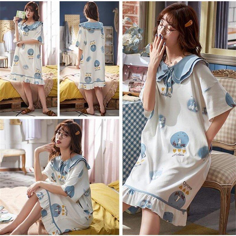 お試し価格 レディース送料無料可愛いパジャマ夏オシャレブラウス半袖部屋着韓国風ワンピース寝間着ルームウェアナイト大きサイズ パジャマ サイズ L Www We Job Com