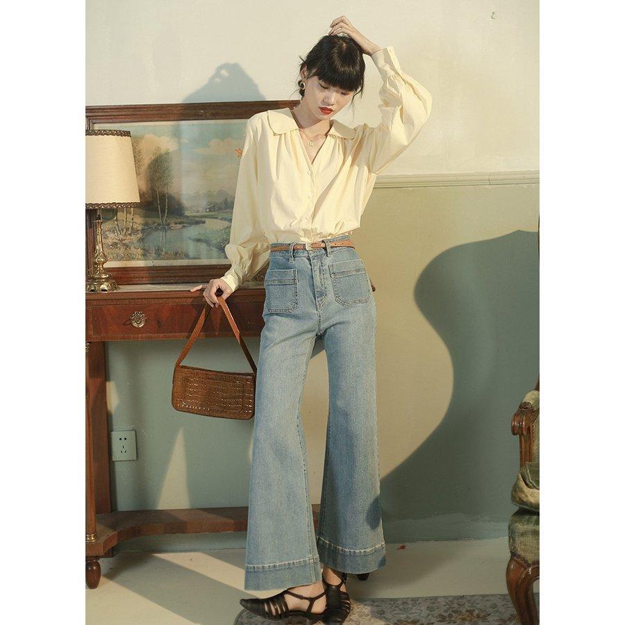 破格値下げ レディースブラウス春服長袖代40代シャツトップス白vネックおしゃれきれいめ体型カバー大きいサイズ韓国風着痩せ上品 長袖 サイズ M Www Propac Ma