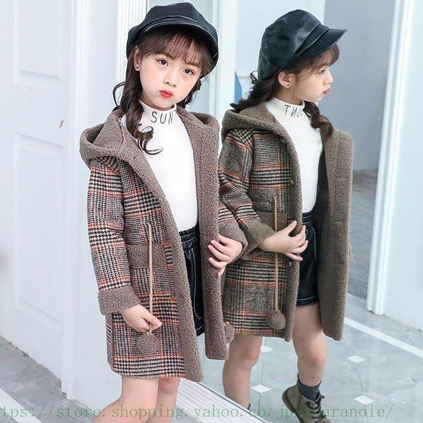 子供服 女の子 子供コート キッズ 冬 厚手 裏起毛 アウター モッズコート ロングコート キッズコート 冬コート チェック フード付き おしやれ 暖 最安値