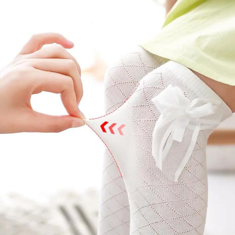 キッズ 靴下 女の子 おしゃれ 春 夏 秋 インナーソックス 薄手 ハイソックス 新作入荷 無地 ニーハイソック ３足セット メッシュ コットン レースソックス