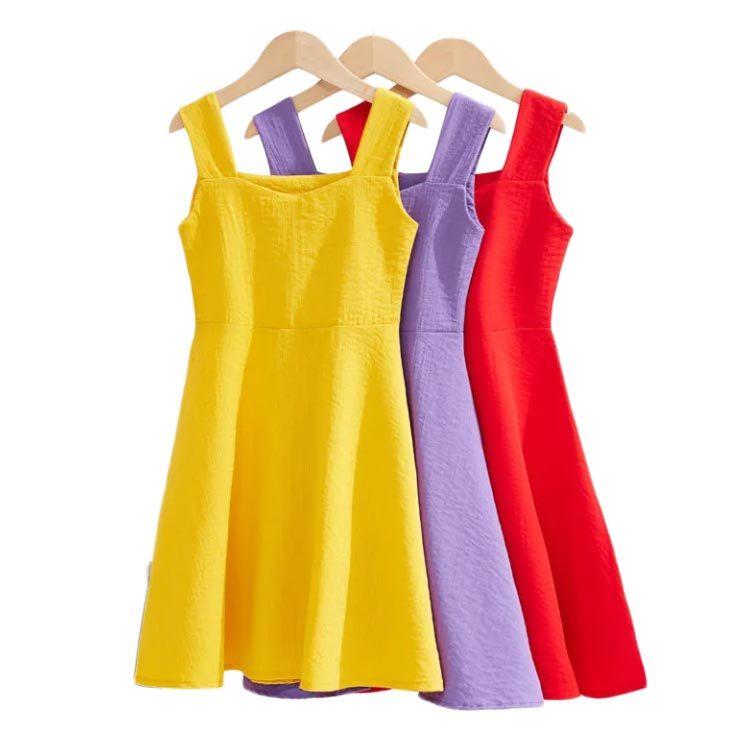 キッズ 夏 ワンピース タンクトップ ロングワンピース 無地 コットン ノースリーブ インナータンクトップ フレアタンクトップ