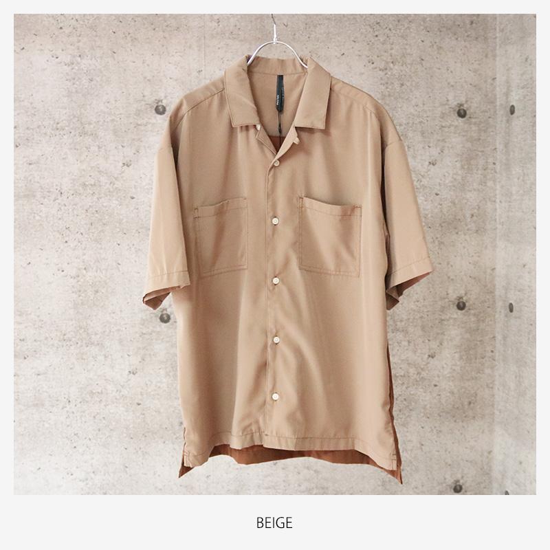 バイカラー オープンカラー シャツ ビッグシルエット 開襟 シャツ メンズ 半袖 2色 切替 配色 サテン ビッグシャツ ブラック ベージュ ワイン メール便 送料無料 h Fastcolors 通販 Yahoo ショッピング