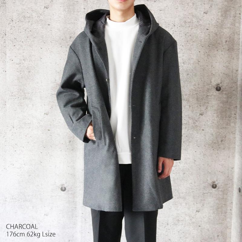 メルトン ロングコート メンズ フードコート パーカー フーデッドコート ロング ひざ丈 ハーフコート フード あったかい ゆったり ドロップショルダー 送料無料 Fastcolors 通販 Yahoo ショッピング